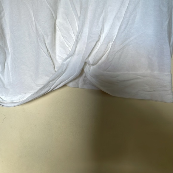 Urban Outfitters white cut off twisted bottom tee. Large. Nice condition. Soft - Picture 2 of 6